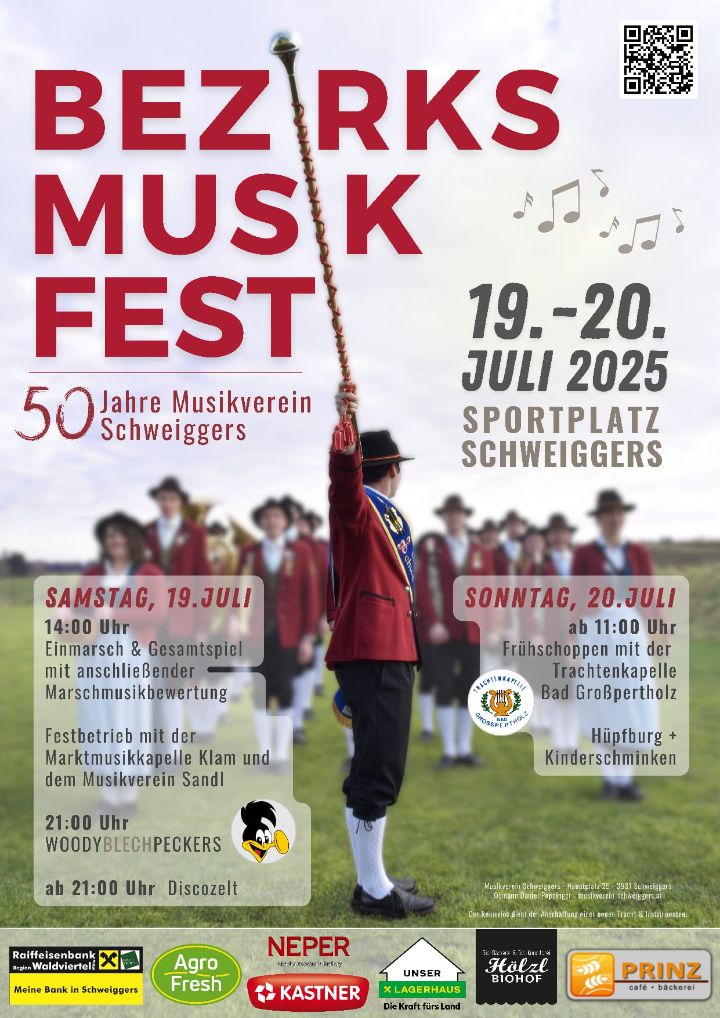  Plakat Bezirksmusikfest 2025 in Schweiggers